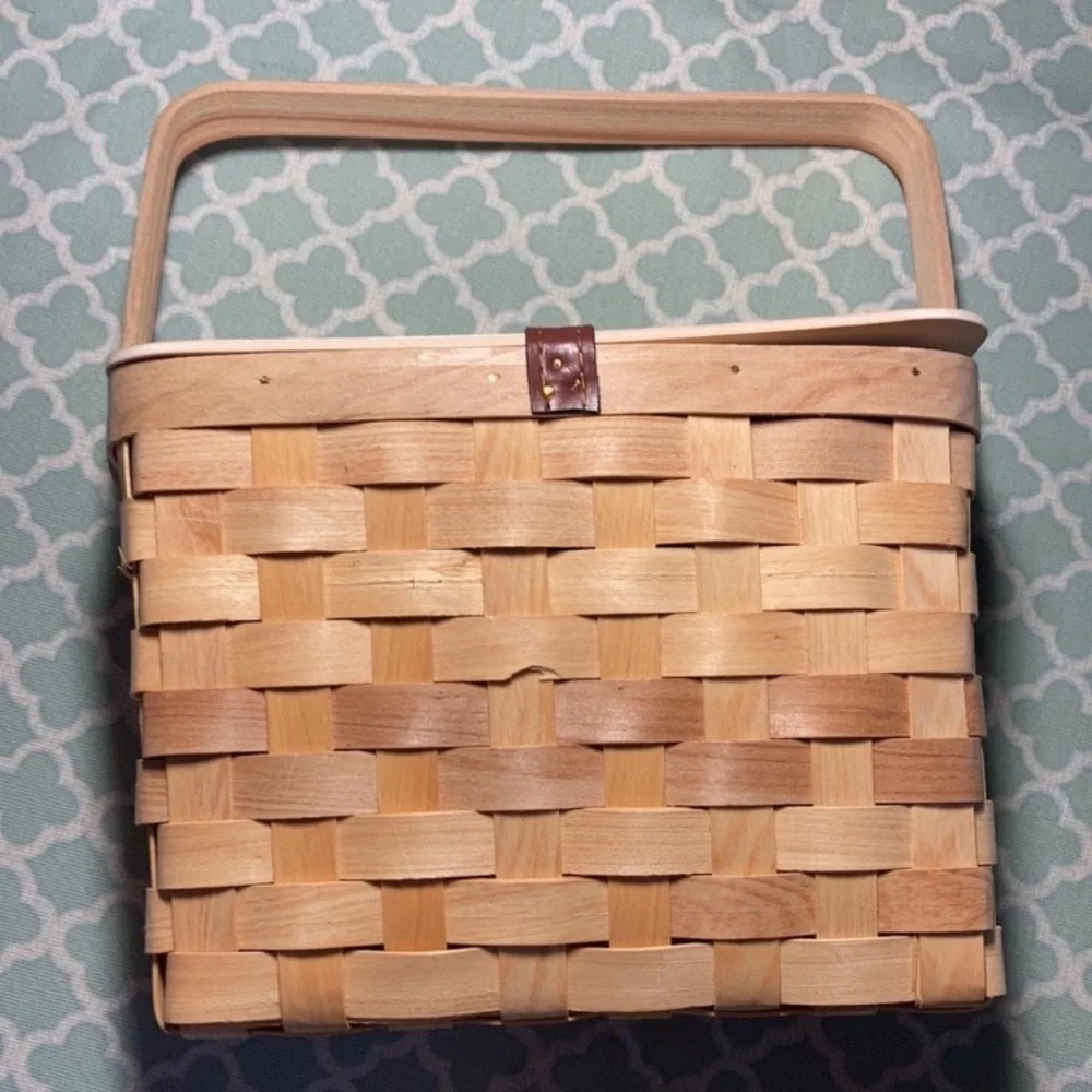 Woven Wooden Picnic Basket Small